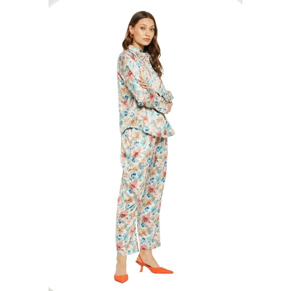 Gypsie Blu Women Satin Co-Ord Set Floral Print Sleepwear Pajama Shirt for Girls - Picture 3 of 7